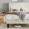 Allewie Full Bed Frame, Corduroy Tufted Headboard, Cream
