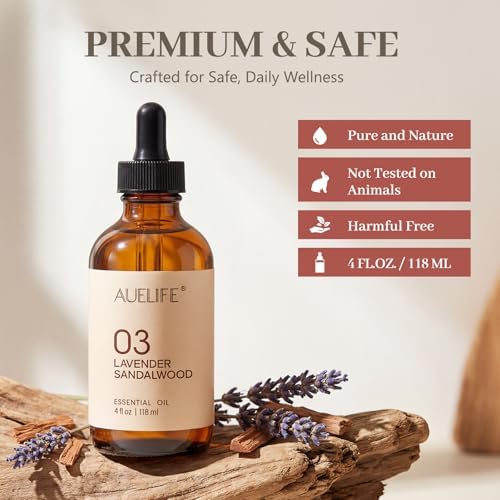 Auelife Lavender Sandalwood Essential Oil for Diffusers for Home, 4 Fl Oz