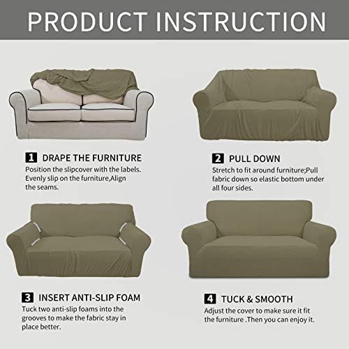 Easy-Going Stretch Oversized Sofa Couch Slipcover Washable Khaki