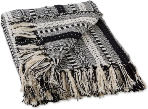 DII Braided Striped Decorative Throw Blanket, 50x60, Black (Pack of 12)