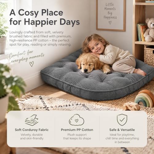 TOPCHANCES Large Corner Floor Cushion 39"x39", Ultra Soft Non-Slip Kids Floor Pillow for Playroom, Reading, Yoga & Meditation