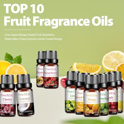 PHATOIL Fragrance Oil Set 10 Oils for Home Diffuser, Aromatherapy 0.34fl.oz
