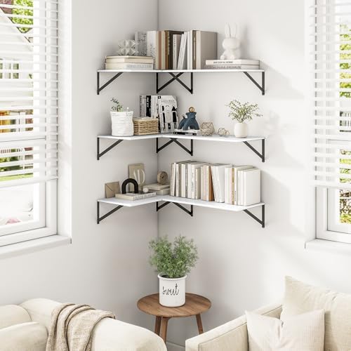 Heimlove 24W x 12D Deep Floating Shelves Set of 3 White