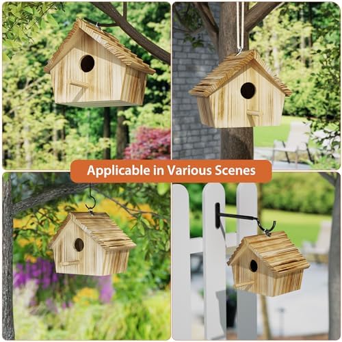 Auslar Bird Houses for Outside, Hanging Wooden Bluebird House for Outdoors