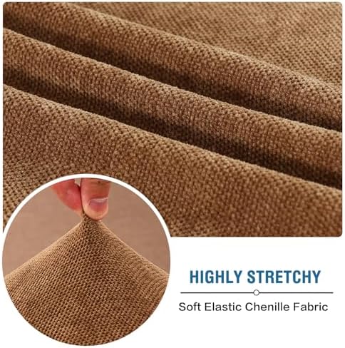 H.VERSAILTEX Loveseat Slipcovers for 2 Cushion Couch Stretch Mixed-Color Chenille Couch Cover for Dogs Washable Thick Soft Couch Cushion Covers for Sofa(2 Seater Loveseat Cushion Cover,Caramel)