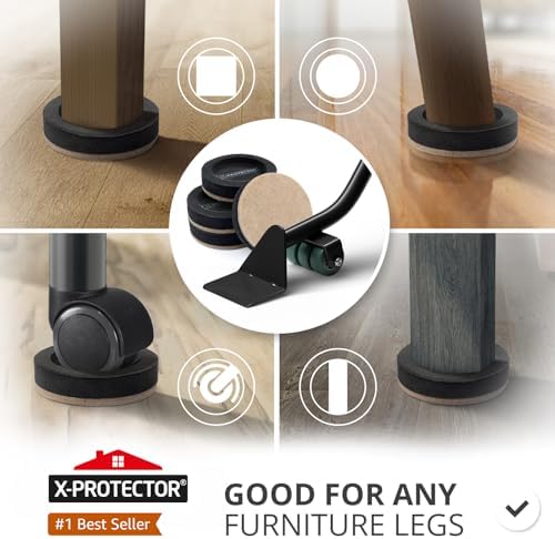X-Protector Felt Furniture Sliders for Hard Floors & Furniture Lifter Tool