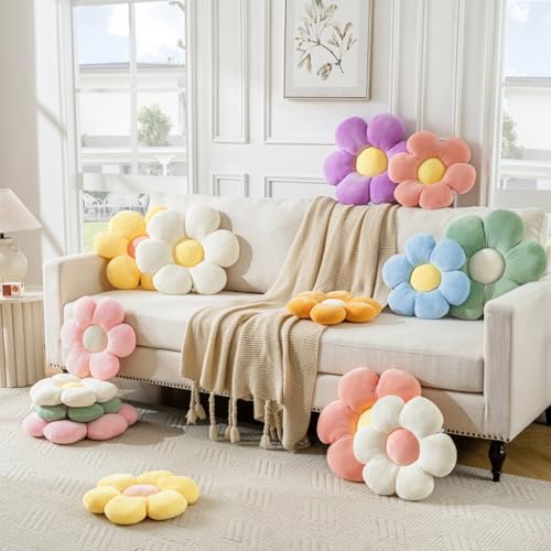Flower Pillow,23.62" Daisy Pillow Pink Decorative Pillows