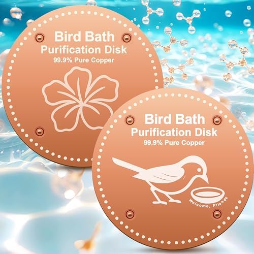 OICEME Bird Bath Purification Disc Pure Copper Outside Winter Solar Power Birdbath Heater Deicer Cage Hanging Bowl Metal Deck Railing Glass Concrete Ceramic Stone Ground Water Flower Bird