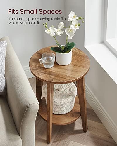 VASAGLE Round Side Table with Lower Shelf, End Table for Small Spaces
