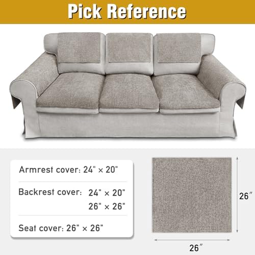 Couch Arm Covers, Sofa Arm Covers, Waterproof Armrest Cover for Sofa, Armchair, Loveseat, Non-Slip Recliner Arm Cover, Headrest Cover, Arm Chair Covers Set of 2 (Latte, 26"×26")