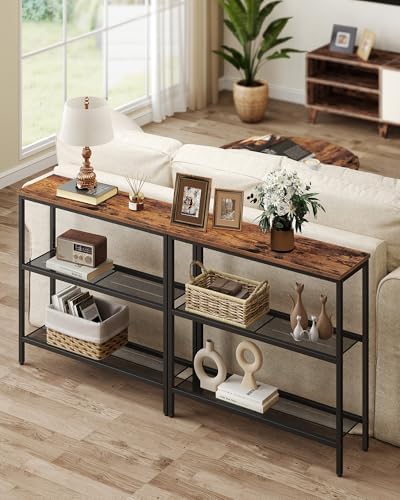 VASAGLE 31.5" Console Table, Narrow Behind Couch Table, 3 Tier