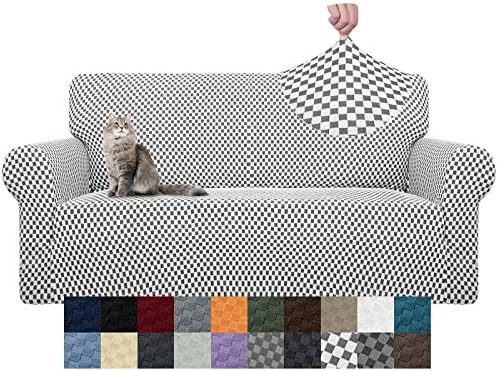 YEMYHOM Couch Cover Latest Jacquard Design High Stretch Extra Large Sofa Covers Pet Dog Cat Proof Oversized Slipcover Non Slip Magic Elastic Furniture Protector (X Large, Black and White Checkered)