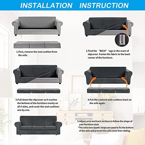 OBCREAT 3 Pieces Sofa Slipcover Stretch Velvet Sofa Covers for 2 Cushion Couch Loveseat Covers Soft Couch Cover with Elastic Bottom Non Slip Furniture Protector for Pets Kids (Pink, Medium)