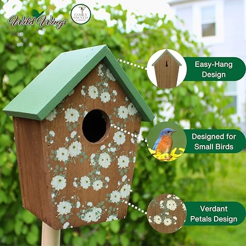Wild Wings Decorative Bluebird House Verdant Petals, Green