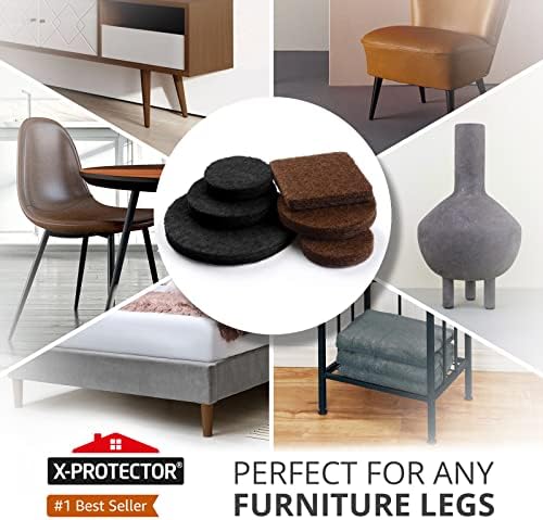 235 pcs Felt Furniture Pads Brown & Black X-Protector! for Hardwood Floors