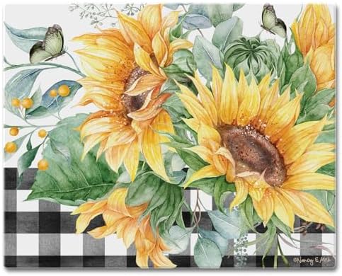 CounterArt Sunflower Fields 3mm Tempered Glass Cutting Board 12" x 15"