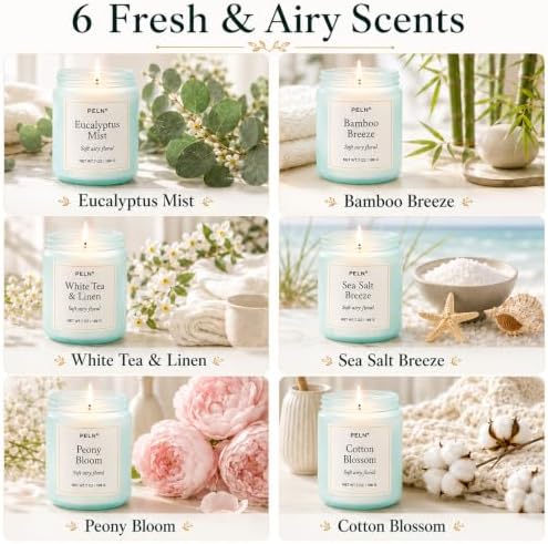 Scented Candles Gift Set, 6-Pack 7 oz Soy Candles, Fresh Botanical Scents