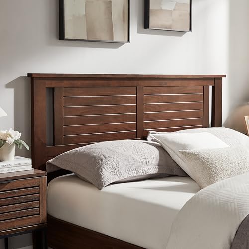 ComfIQ Serene Wood Panel Headboard with Horizontal Scoring, Queen, Walnut