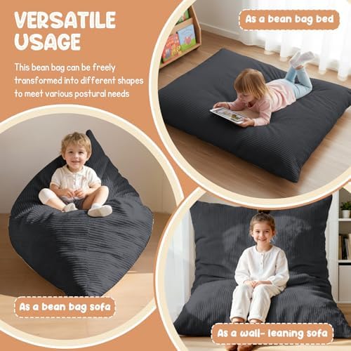 3 in 1 Kids Bean Bag Chair Bed – Foldable Bean Bag to Lounger