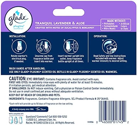 Glade PlugIns Air Freshener Refills, Lavender & Aloe, 5 Count