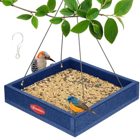 Kingsyard Platform Bird Feeder for Outdoors, Hanging Feeding Tray