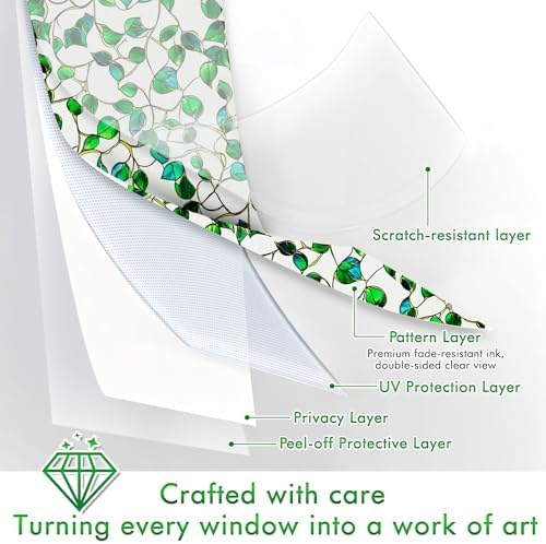 SOMWISE Frosted Window Privacy Film, Decorative Sun Heat Blocking, Anti UV