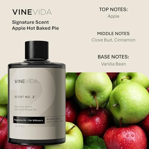 VINEVIDA [16 Fl Oz] Apple Hot Baked Pie Fragrance Oil for Cold Air Diffusers, Essential Oils for Diffuser Oil Refill & Air Freshener Room Spray