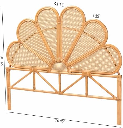 Bali & pari Flower Modern Bohemian Honey Rattan King Size Standalone Headboard