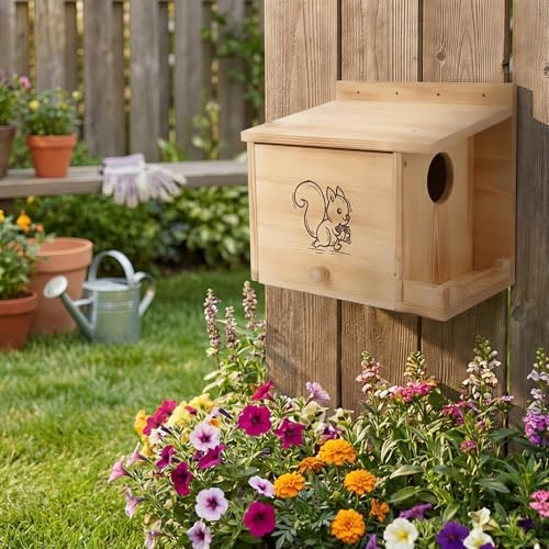 Extra Large Squirrel Houses for Outside 15.7" Outdoor Nest Box with Feeder