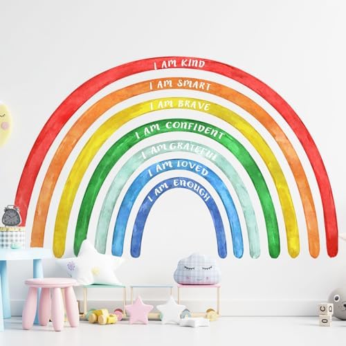 Tinideya Large Watercolor Rainbow Wall Stickers Decal, 77" x 47'', Bright