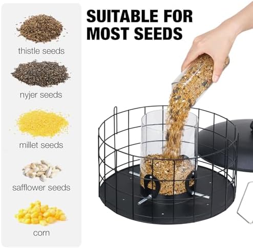 Veehoo Squirrel Proof Bird Feeders for Outdoors Hanging, Extra Wide 11.8"