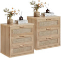 LEYAOYAO Rattan 23" Nightstands Set of 2 with Drawers for Bedroom