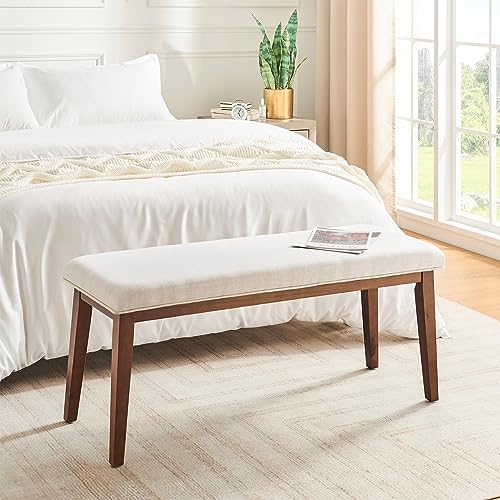 kinmars Entryway Bench for Bedroom End of Bed, 42.5", Beige