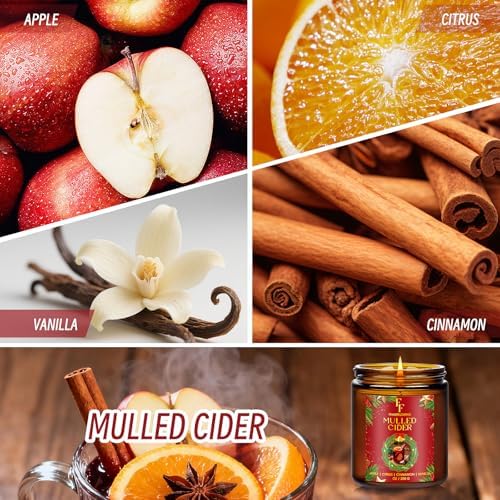 Christmas Candle, Mulled Cider Scented Candles for Home, Holiday Candles Natural Soy Candle, Aromatherapy Candle 7 oz Jar Candles Christmas Gift for Women Men