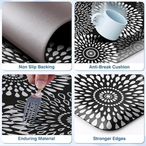 LuxStep Kitchen Mats for Floor,0.47 inch Thicker Cushioned Rug Anti-Fatigue Mats for Kitchen Decor Accessories,Waterproof Non-Slip Mats and Rugs Set for Office,Laundry 17.3"×29"+17.3"×60",Black