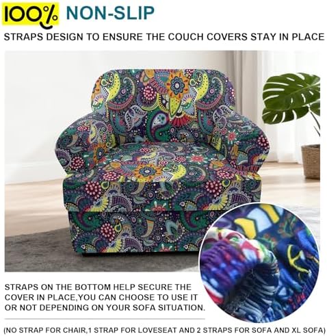 NILUOH 2-Piece T-Cushion Armchair Slipcover, Stretch Chair Cover with Separate Seat Cushion Cover, Soft Washable Furniture Protector for Living Room
