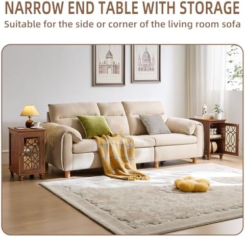 Joaxswe Narrow Side Table Set 2 with Glass Door Storage