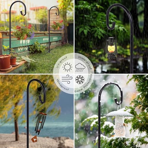 Ottsuls Shepherd-Hooks Adjustable for Bird-Feeder Lantern Plant-Hook Garden-Stake - Plant Stand Hanger for Outdoor Flower Basket, Bird Feeder Hanger Weddings Décor