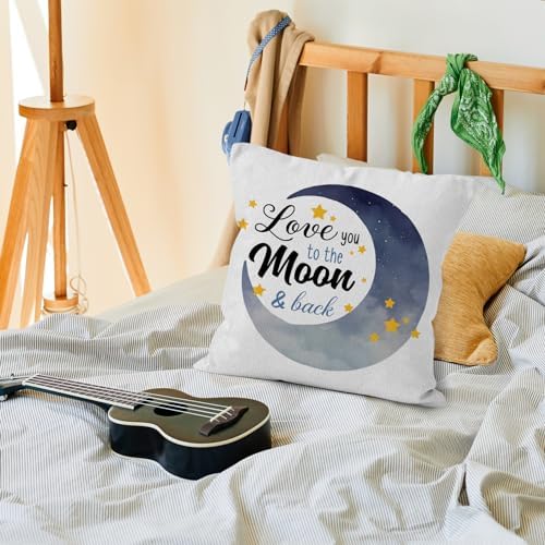 I Love You to The Moon and Back Throw Pillow Covers, Moon Pillow Covers, Love Decorative Pillow Covers for Kids Childs Room Decor, Gifts for Childs, Galaxy Stars Decor Pillow Covers 18x18