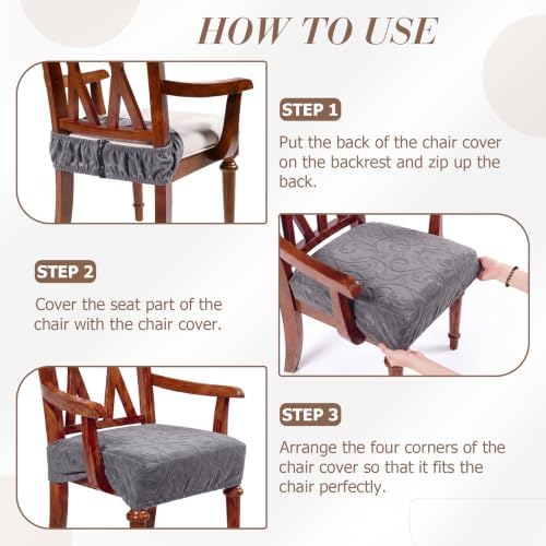 Havawish Extra Wide Dining Chair Seat Covers, Dark Gray, Jacquard, 1 Pcs
