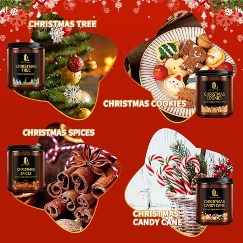 DL DREAMY DEWLA Christmas Candles Set for Home Scented, 4Pack 28oz, Soy Wax