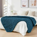 Bigacogo Chunky Knit Throw Blanket for Couch, 51x63 inches, Deep Sea Blue