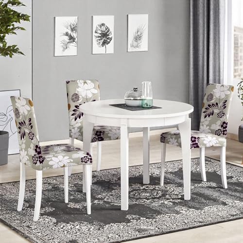 SearchI Dining Room Chair Covers Set of 4, Stretch Printed Floral Parsons Chair Slipcovers Removable Washable Kitchen Chair Protector Cover for Dining Room, Hotel, Ceremony (Flower Pattern8)