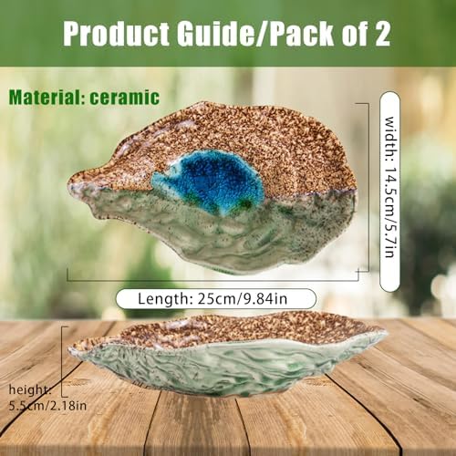 2PCS Butterfly Watering Station Outdoors Butterfly Feeders Garden Butterfly Feeder Ceramics Butterfly Puddler with 3.5 Ounce Colored Stones for Garden Lawn Decor