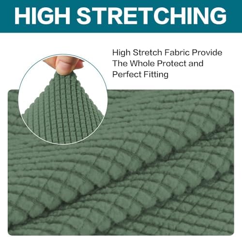 Turquoize 2 Piece Chair Covers Chair Slipcovers for Living Room Small Armchair Chair Cover with Arms Washable Furniture Cover for Chairs Feature Thick Jacquard Fabric (Small Armchair, Loden Frost)