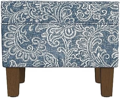 Spatial Order 22" Dinah Collection Storage Ottoman - Blue Denim Jacobean Print