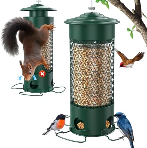 Metal Squirrel Proof Bird Feeder for Outdoors Hanging,Weight Activated,3 LB