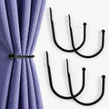 4 Pcs Curtain Tie Backs, Black, Metal Curtain Holdbacks (4pcs-Large)