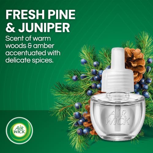 Air Wick Plug in Refills, Fresh Pine & Juniper, Scented Oil, 4ct