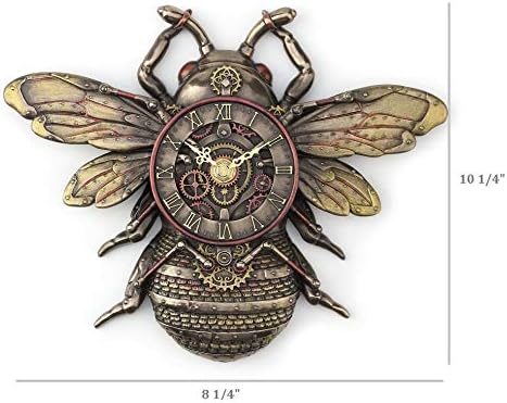 Veronese Design 10 1/4" Steampunk Bee Clock Cold Cast Resin Antique Bronze Finish Wall Sculpture Room Decor